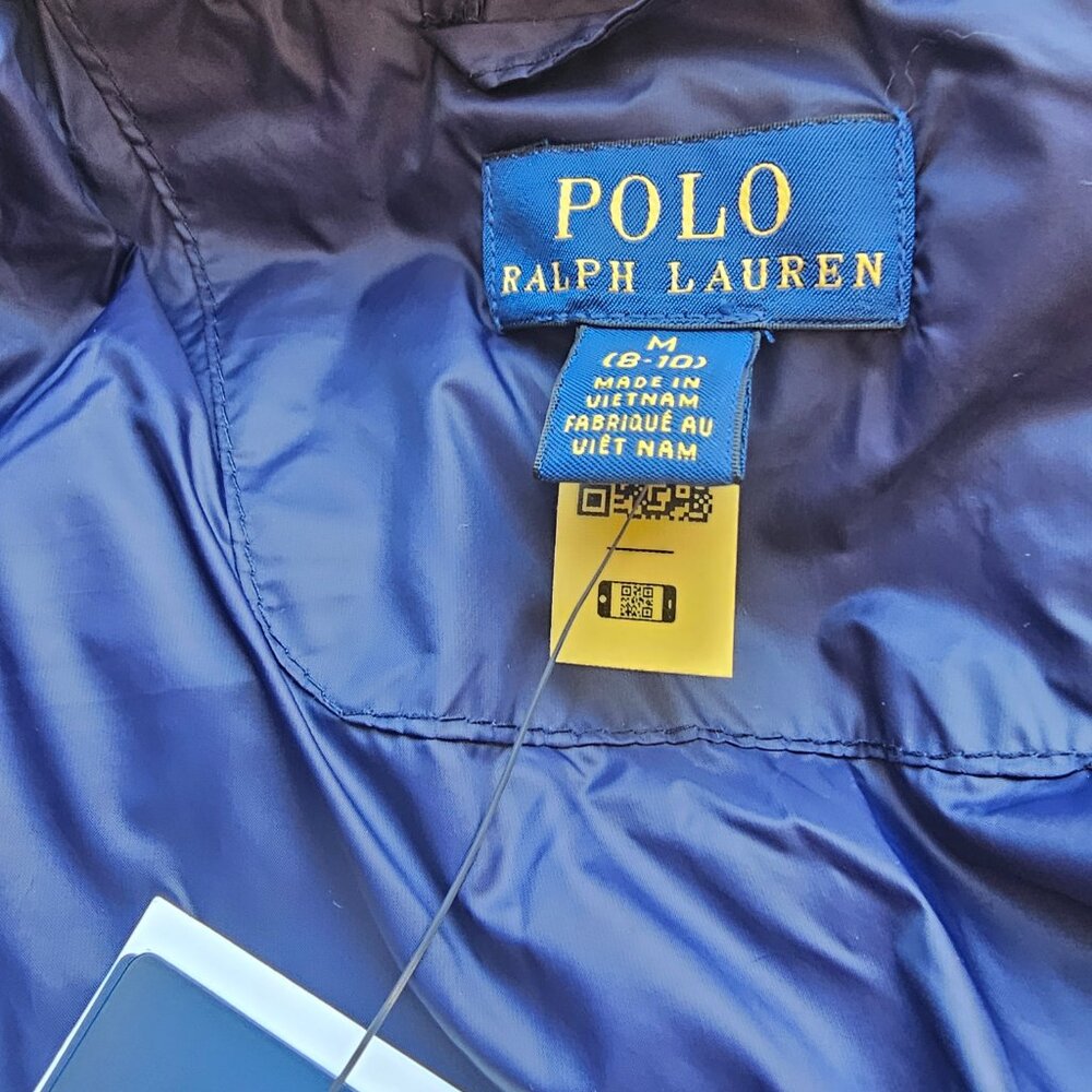 Polo by Ralph Lauren Navy Puffer Jacket with Multicolor Polo Logos - Picture 10 of 14